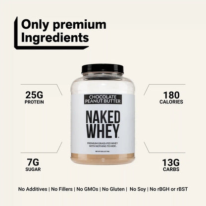 Chocolate Peanut Butter Whey Protein Powder | Naked Whey - 5LB ...